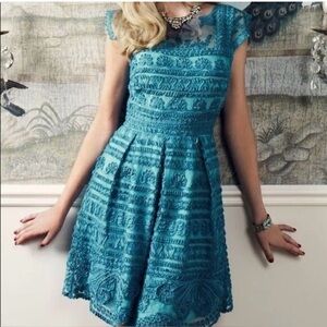 Yoana Baraschi Ladies Teal Lace Mini Dress-6